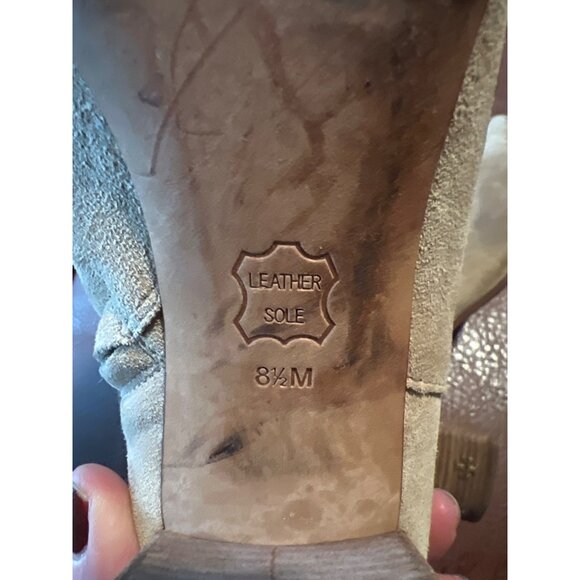 Tory Burch Brooke Suede Ankle Boot Perfect Sand 8.5M Leather Sole Stacked Heel - Picture 2 of 10